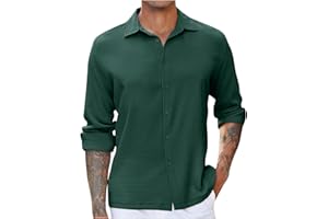 AEGJEGVD Men Shirt Sale Clearance Solid Lapel Button Down Long Sleeve Formal Tops Office Work Business Tees Casual Loose Comforty Fashion Pullover Blouses Classic Fall Winter Clothes UK Size M-3XL Deals