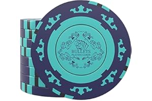 Bullets Playing Cards - 25 chip da poker Clay Corrado per set da poker - senza valori - 14 g - 4 cm di diametro - colore blu..