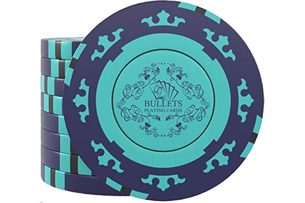 Bullets Playing Cards, 25 jetons de poker en argile Corrado pour jeu de poker, Sans valeurs, 14 g, 4 cm de diamètre, Couleur : bleu