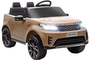 AIYAPLAY Land Rover Discovery Licensed 12V Electric Car for Kids, Ride on SUV with Remote Control, 4 Wheel Suspension System, Slow Start, LED Lights, Music, for 3-6 Years Old, Khaki