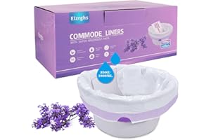 Elzrghs Commode Liners with Absorbent Pads for Bedside Commode, Commode Toilet,50 Lavender Scented Bedside Commode Liners and 50 Commode Pads