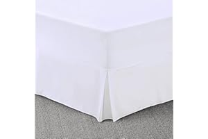 Laam linen Easy Care Plain Dyed Polycotton Pleated Base Valance Sheet Hotel Quality Bedding Sets (White, Single)