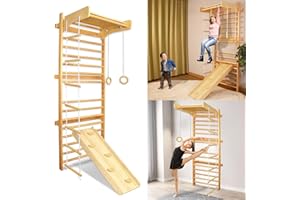‎YARDIN YARDIN Klettergerüst Indoor Sprossenwand für kinderzimmer Sprossenwand Holz Kletterwand bis 100 kg belastbar für Erwachsene & Kinder