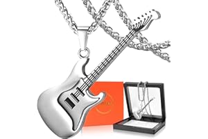 DXIUORF Punk Soccer/Tennis/Bass Guitar Necklace, Stainless Steel/Black/Golden Plated Pendant, Hip Hop Necklace Gifts for Cool Men Women