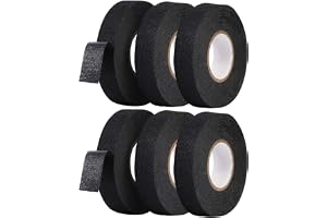 Automotive Harness Tape, Wires Fabric Tapes, 6 Rolls (Black) | High Temperature Resistance Harness Fabric Tape, Electrical Insulation Fastening Tape 0.74 Inch x 49 Feet