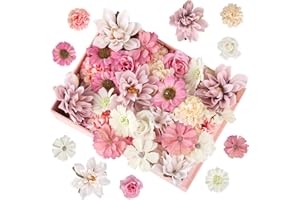 zhufubao 30 Stück Kunstblumen zum Basteln, 5 Farben Blumen zum Basteln 4~8cm Stoffblumen, Mini Deko Blumen Künstlich, Kunstblumen Deko für DIY Basteln Scrapbooking Hochzeit Party Home Handwerk