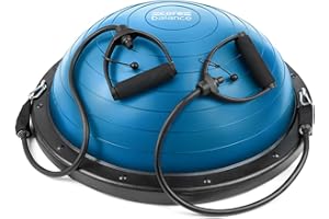 Core Balance Trainer Inflatable Stability Ball Board With Resistance Bands for Strength Training and Pump 60cm