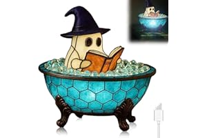Doraler Cute Halloween Decorations, Ghost Bubble Bath Lamp, Funny Ghost Night Light, Spooky Halloween Gifts Ornaments Indoor Presents Idea for Women Men Indoor Readers & Book Lover Desk Party (Blue)