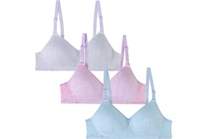 EDS Service Teen Girls Bras, Wire Free Cotton Training Bralette for Kids, Young Girls Sports Padded Crop Top Bra with Adjustable Strap for Women Girl 12-18 Years Pack of 3
