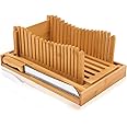 PURENJOY Bamboo Bread Slicer with Bread Knife, Adjustable Bread Thickness Guide, Multi-Functional and Easy to Cut Various Bread Types