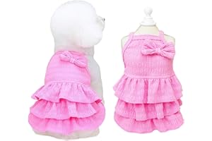 Yaopelky Cat Dress Dog Clothes for Small Medium Dogs Girl Tiered Layer Cake Puppy Dresses with Bow Cute Dog Girls Summer Clothe Pet Outfits for Yorkie Chihuahua Clothes (Pink, M(2-3kg))