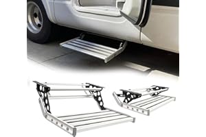 HOCOMAY Folding Caravan Step, Manual Motorhome Step, Aluminum Alloy Single Steps Rv Steps, 440 LBS Load Capacity, Non-slip Manual Camper Steps for Motorhomes Trailers Trucks
