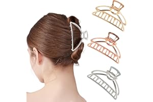 VinBee Metal Hair Clips - Claw Clips for Women Thick Hair - Claw Clips Strong Hold - Lightweight and Non-Slip for Thick Thin Hair, Curly Hair and Short Hair - Gold, Silver, Rose Gold 3 Pcs