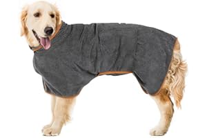 Pejoye Serviette de Bain pour Chien en Microfibre - Robe de Chambre à Séchage Rapide pour Animal de Compagnie - Serviette de Bain Absorbante pour Animal de Compagnie avec col et Taille Réglables