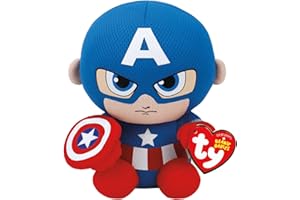 TY - 41189 - Peluche Beanie Baby Marvel Capitán América, Multicolor