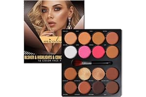 Dynaeuty Palette Contorno Polvere 16 Colori, Trucco Abbronzanti Viso Illuminatore, Lunga Durata Brillante Schiarire il Colore Della Pelle Set Trucco Viso #B