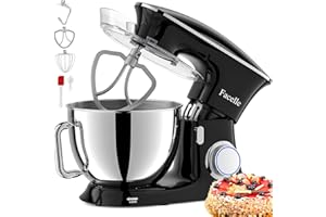 Impastatrice Planetaria Facelle Robot da Cucina 1500W Mixer Cucina 8,5L Basso Rumore Multifunzione Impastatrice Professionale con Ganci Impastatore 6 Velocità, lavabile in lavastoviglie(Nero)