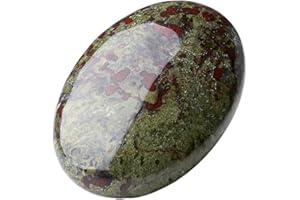 MAIBAOTA 2.4" Dragon Blood Stone Healing Crystal Gemstones Pocket Polished Gifts Oval Shape Reiki Spiritual Energy Nature Crystals for Women Men Relief Balancing Stress Divination Meditation