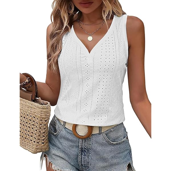 Vêtements D'été Pour Femmes Sans Manches Col Rond Sans Manches Débardeur Bouton Maillot De Bain