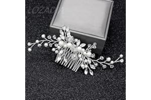 Lozadia Bridal Flower Side Hair Clips, Pearl Hair Pieces Hair Comb Bridal Headpiece for Brides Bridesmaid,Girls,Women,Mother's Day Gift Hair Comb Wedding Prom Party Hair Accessories (Silver) (design4)