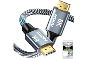 CABNEER 8K HDMI 2.1 Kabel 1m, HDMI Kabel Hoch Geschwindig 48Gbps 8K@60Hz 4K@120Hz 2.2/2.3 für Dolby eARC HDCP HDR, Kompatibel mit HDTV, Laptop etc