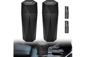 CRESBEL 2 Stück Auto Mülleimer: Mülleimer Auto mit Deckel, Tragbarer Autoabfalleimer, Mini Auto Mülleimer Getränkehalter, Automülleimer 2 Rollen Müllsack für Auto Haus Büro Küche Wohnzimmer, Schwarz