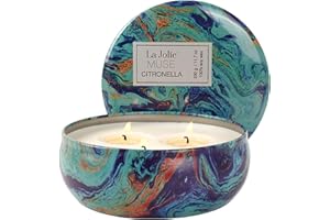 La Jolíe Muse Citronella Candle - Scented Candle 330g Large, Natural Soy Wax, for Indoor Outdoor Garden Camping 3 Wicks