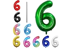 AOISYESBIG Geburtstag zahlen Luftballon 6 jahre-dunkelgrün XXL Jumbo Folienballon 40 Zoll – 101 cm Luftballons 6. Geburtstag Junge Mädchen Babyparty Geburtstagsdeko Jubiläumsparty Dekoration – Fliegt mit Helium