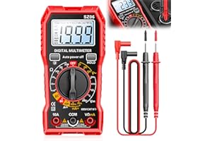 GBKDQQ Multimètre numérique 600 V, voltmètre, testeur de continuité, avec support pliable et câbles pour tension CA/CC, courant CC, résistance, diode