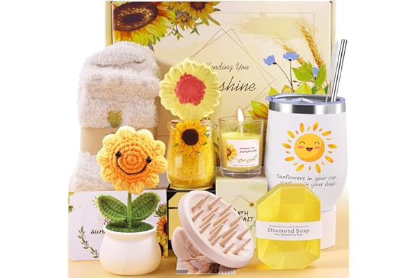 LIVEHITOP Cadeau Femme, Tournesol Coffret Cadeau Femme Soeur Maman Collegue Maitresse Amie Personnalisé 10PCS Inclus Mug Isotherme Anniversaire, Noël, Fete des Meres, Saint-Valentin