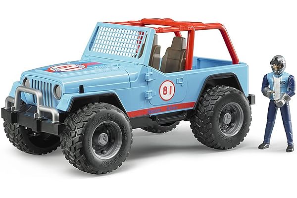 bruder 02541 - Jeep Cross Country Racer bleu avec pilote de course, véhicule tout-terrain, voiture, véhicule tout-terrain