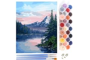 YAOYIN Peinture par Numéros Adultes Enfants Débutants, DIY Kits de Peinture par Numéros pour la Décoration de la Maison, Livrée avec Peinture et Pinceau, Paysage (40 * 50cm)