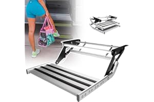 GXXINGIN Escalón eléctrico Plegable para Caravana con luz LED, construcción de aleación de Aluminio Resistente, Control de Interruptor y Control de Puerta, escaleras automáticas Plegables para carav