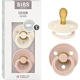 Bibs Colour Pacifier 2 Pack BPA-Free Pacifier with Symmetrical Shape Teat | Natural Rubber Latex | Size 1 | BPA Free | Made i