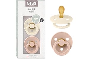 BIBS Colour Schnuller 2er-Pack, BPA-frei, Symmetrischer Sauger. Naturkautschuk / Latex, Hergestellt in Dänemark. 0-6 Monate (2er Pack), Ivory & Blush