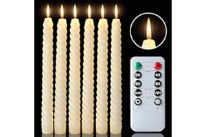 HOUSN Candele Led,6 Pezzi Candele Led Senza Fiamma,Candle Coniche A Batteria Con Batteria E Telecomando,Luce Calda,Per Decorazioni Natale, Matrimonio E Feste