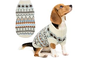 Hjumarayan Jersey para Perro Mediano - Precioso Jersey Navideño, Cálido y Boho, Ropa para Perros Medianos (Beige L)