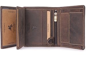 Visconti - Średni Skórzany Portfel Męski - 8 Kieszeń na Karty Kredytowe - z Ochroną RFID - W Pudełku Upominkowym - 708 Spear - Olejowy Brązowy