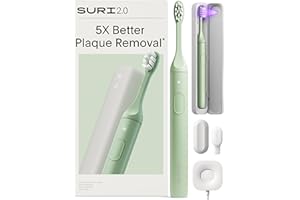 SURI 2.0 Sonic Electric Toothbrush with Pressure Sensor & UV-Cleaning Travel Case | 40+Day Battery | Designed in London | Electric Toothbrush for Adults | Travel Toothbrushes | Tooth Brush | Green