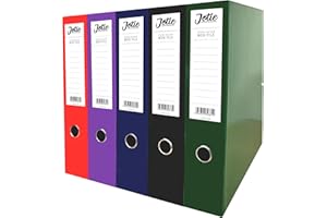 JOTIE Box File with Lock Spring Ring Pull & Catch Glossy Finish 75mm Spine Ideal Document Organiser for Office School Paperwork Storage Foolscap Box Files