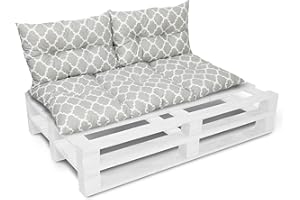 AMILIAN Cuscino per panchina da giardino, adatto per sedia costruita con bancali, set da 60 x 120 cm + 2 x 40 x 60 cm (03)