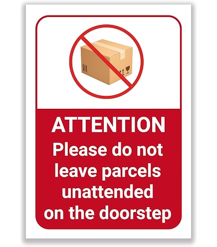 OriginDesigned Cartello "Please Leave Deliveries On Doorstep" Per Maniglia Porta - Impermeabile, Acrilico Giallo/nero