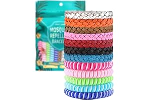 TOGETDREAM Mosquito Repellent Bracelet, 12 Pack Insect Repellent Bracelet Adjustable Leather Band Deet-Free Natural Insect Repellent Bands Waterproof Travel Essentials Mosquito Bands for All Ages Fashion(A)