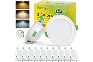 Fondiiz Spot LED Encastrable 68mm, 5W Spot Dimmable LED Blanc Chaud 2700K Blanc Neutre 4000K Blanc Froid 6000K Réglable, spot Salle de Bain IP44 pour Salon Cuisine, Rond, Lot de 12