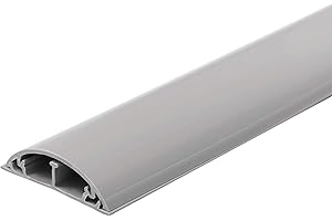 Electraline 60776 Passacavi | Canalina Passacavi | Tubo Passacavi | Canalina Copricavi | Canalina Passacavi Pavimento | 50 x 12 mm - 1 m Lunghezza, Colore Grigio