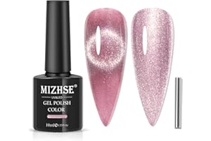 ‎MIZHSE MIZHSE Cat Eye UV Gel Nagellack Rosa Cateye UV Gel Nail Polish Set mit 1 Magnet 9D Cateye Magnet Holografischer UV Nagellack Glitzer DIY Art Maniküre Nagellack 10ml