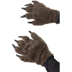 Mains De Loup-Garou Halloween - Paire De Gants Griffes | Taille Unique Adulte | Effet Realiste Poils Marron