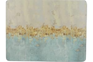 Creative Tops 'Golden Reflections' Printed Rectangular Cork-Backed Placemats, 30 x 22.75 cm - Gold (Set of 6)