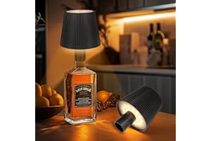 Ketom Pack of 2 LED Wireless Bottle Lamp Attachment, IP54 Battery Bottle Light, Dimmable Table Lamp, Black, Colour Temperature Adjustable, Touch Table Lamp for Indoor/Outdoor Use
