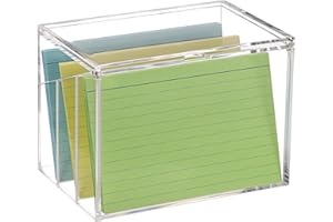 BSTKEY Acrylic 4 * 6 inch Index Card Holder Recipe Card Box with Remobable Insert, Clear Photo Storage Keepsake Display Organizer Note Card Box with Display Board Lid (No Cards)